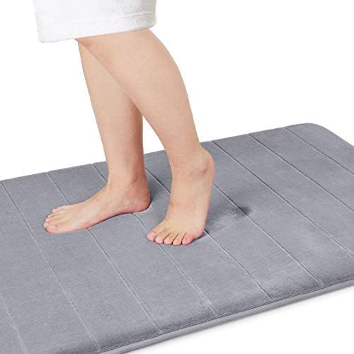 Yimobra Memory Foam Bath Mat Bathroom Rug, Runner Mats 44 x 24 Inches, Comfortable, Soft, Maximum Absorbent, Non-Slip, Thick, Machine Wash, Easier to Dry Carpet for Tub, Gray