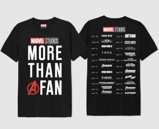 T-Shirt Marvel Studios Noir S - Fini les Imprimés Geek Qui Se Décolorent