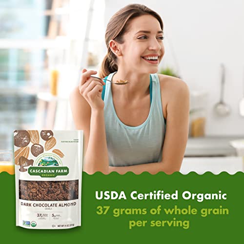 Image of Cascadian Farm Organic Granola, Dark Chocolate Almond Cereal, Resealable Pouch, 11 oz. (Pack of 5)