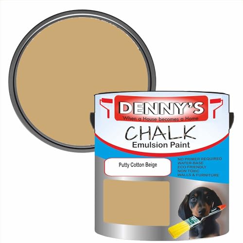 Premium Interior Wall & Furniture Chalk Paint – Putty Cotton Beige – Rich Matt Finish, Durable & Washable, Low Odour, Ideal for Living Rooms, Bedrooms & Hallways (250ML Tin)