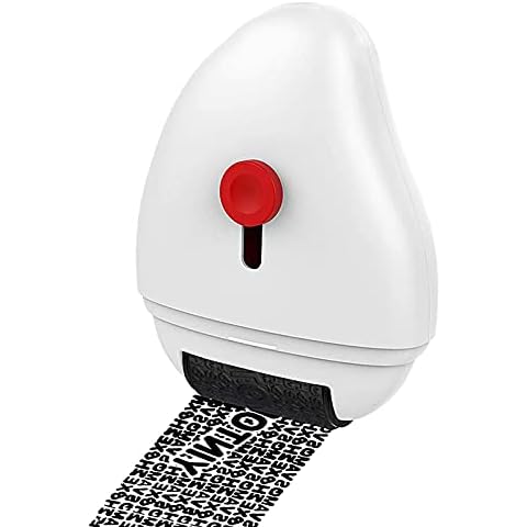 Identity Protection Roller Stamp with Cutting Tool Wide Rolling Theft Identity Prevention Stamp for Secure Confidential ID Blackout Security, Anti Theft and Privacy Safety (White) Cover