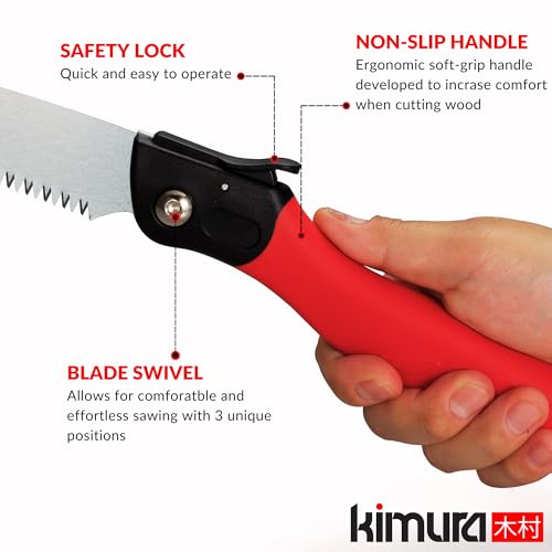 Kimura Pro Pruning Saw - Folding Hand Saw, Premium Japanese SK5 Steel, Ergonomic Soft Non-Slip Handle, Hanging Loop for Storage, Lightweight for Tree Pruning,Camping, Camping, Plastics & More - 410mm - Image 2