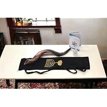 Yaliland Shofar Horn Musical Instrument - Kosher Kudu Ram Horns from Israel - Includes Bag, Book Guide, Anti-Odor Spray, 3 Brushes - Use for Religious Ceremonies - 28"-30", Half Polished-Half Natural