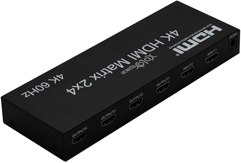 41241 4k 60hz 2x4 HDMI Matrix switcher with Optical Audio Out Supports HDR and downscaler