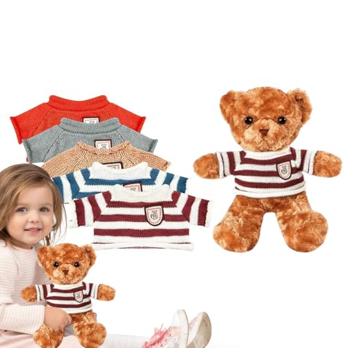Oso de peluche genérico con ropa – oso de peluche de 30,5 cm con 5 prendas extraíbles | oso de peluche, animal de peluche lindo para novia, mamá, cumpleaños, San Valentín