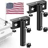 Yaocom 2 Pcs Flag Holder for Truck Flagpole Mount Kit up to 1.4' Flagpole Holder Clamp Black Metal Flag Mount Bracket for Trucks Cars Yachts Garden Railings Outside House