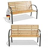 Berlinlodge Gartenbank Santorini Holz & Metall 2-Sitzer, wetterfest, rustikal & massiv, 82 x 120 x 58 cm, Natur, Balkonbank, Holzbank, Wintergarten...