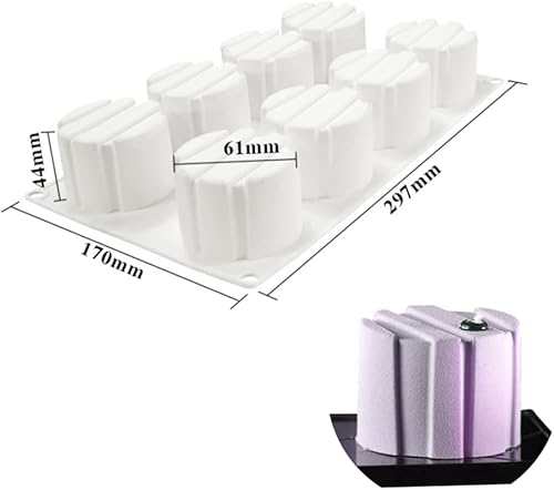 Miniatura 2 de Molde de silicona antiadherente 3D con forma cuadrada de cilindro pequeño, 8 agujeros, para pastelería, gelatina, magdalenas, mousse, helado