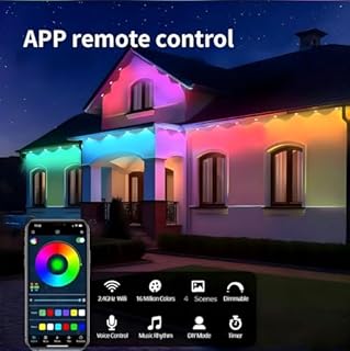 Clownya Permanent Outdoor Lights, Smart Outdoor LED String Lights,Christmas Lights RGB Color Changing,Scene Modes, IP67 Waterproof, App Control,Holiday, Party,Christmas Decorations (50FT)