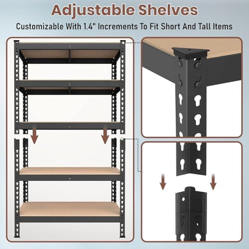 Image of JD FRESH 3-Shelf Boltless Metal Rack for Storage /30x24x12 Inch Adjustable Standing Shelf with MDF Wooden Plank /175kg Load Per Shelf Storage Rack /Utility Display Rack for Kitchen /Garage (Black)