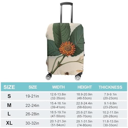 Vintage Botanical Bee Illustration Luggage Cover, Washable Elastic Suitcase Cover Protector Fit 18-32 Inch Luggage2