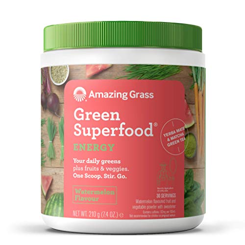 Amazing Grass Green Superfood, Suplemento Alimenticio en Polvo a base de Frutas, Verduras y Superalimentos Organicos con Probioticos y Enzimas Digestivas, Energia - Sandía