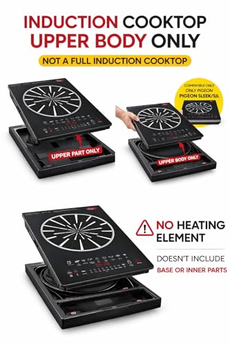 Image of J K b K - Induction Cooktop Upper Body Panel Only Compatible with Pigeon Sleek /Slim Replacement Top Glass Body No Heating Element (No Coil, No PCB, No Base) Not a Full Induction Cooktop