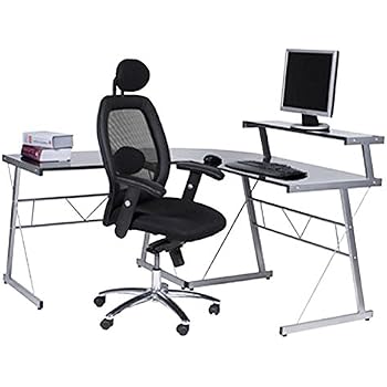 Alterego Bureau D Angle En Verre Noir Job Design Informatique Amazon Fr Cuisine Maison