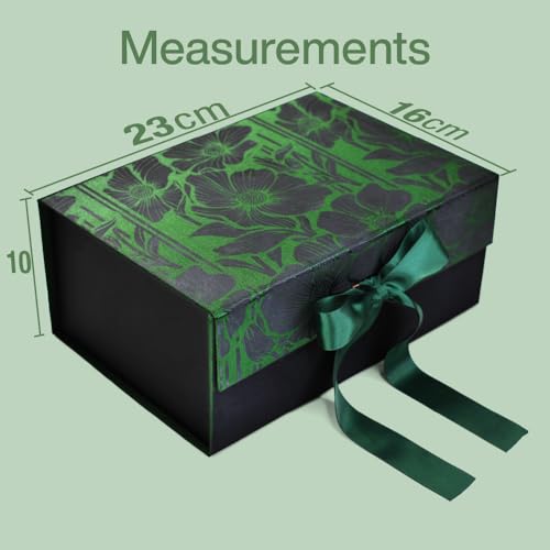 Image of RBS-Gift Box for Packaging 23x16 x10cm Decorative Empty Satin Finish Gift Packing Box with Ribbon (1 Pack) Holds Upto 5 kg Ideal for Gift Hampers Box for Return Gift All Occasion(Deep Emerald Forest)