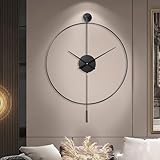 GERHWASH Wanduhr Modern Leise - Große Wanduhr ohne Tickgeräusche Ø 60cm für Wohnzimmer, Küche, Büro, Schlafzimmer - Moderne Pendeluhr, Metall, Batterie, Schnell Montiert
