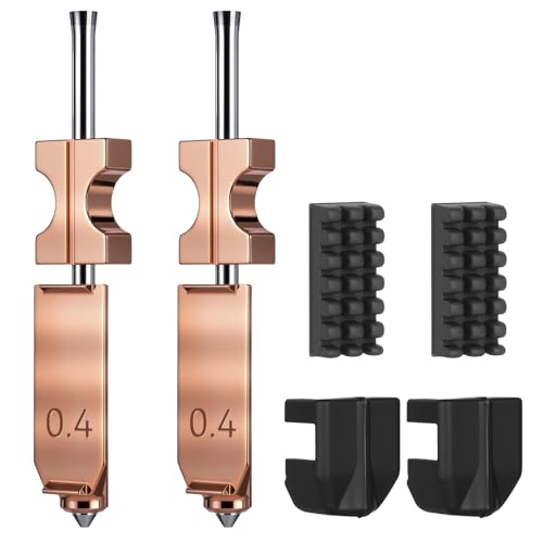 2PCS 0.4mm AD5X Nozzle Quick-Swap Copper Alloy Hardened Steel 3D Printer Hotend with Silicone Cover and Nozzle Wiper Support High Flow Printing ONLY Compatible with Flashforge AD5X 3D Printer