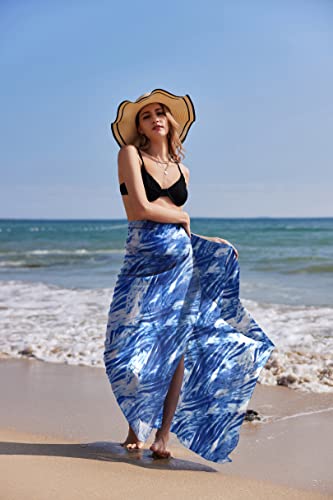 Image of Ekouaer Women Sarong Swimsuit Coverups Chiffon Long Bikini Wraps Sheer Beach Bathing Suit Cover Up