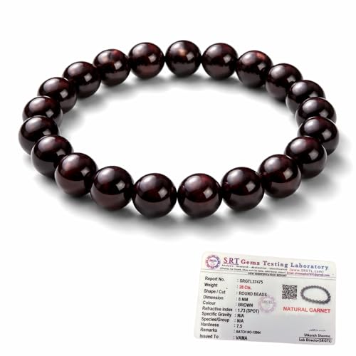 Image of VAMA Red Garnet Bracelet (8mm) | Healing Crystal Energy Stone Quartz Chakra Gemstone for Success, Health, Manifestation, Self-Esteem, Money and Chakra Healing for Men and Women