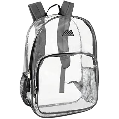 Summit Ridge Waterproof Clear Backpack with Water Bottle Holder Stadium Approved Heavy Duty Clear See Through Backpack (Grey) Cover