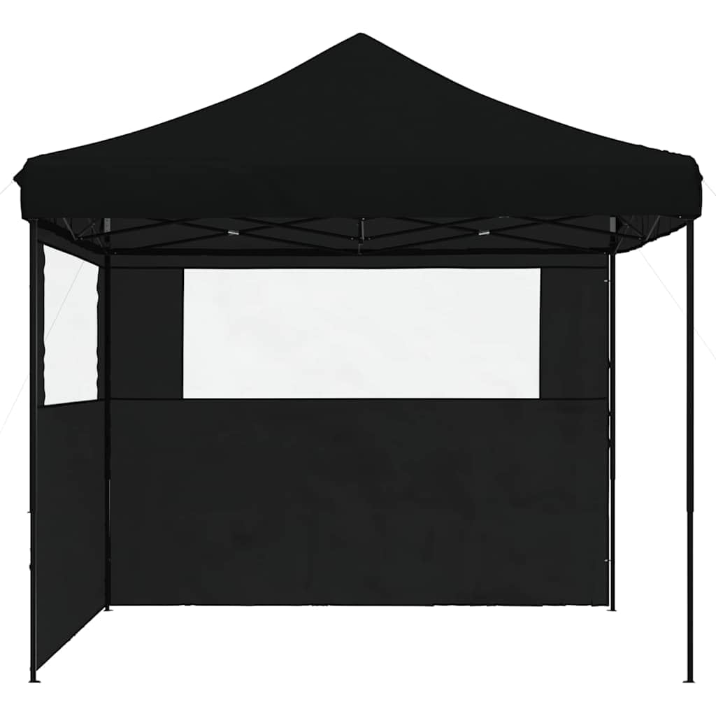 Namiot Pop-up 292 x 292 x 315 cm, czarny, 2 ściany | Stalowy stelaż malowany proszkowo, tkanina Oxford z powłoką PCW, 4 liny i 8 śledzi, w zestawie