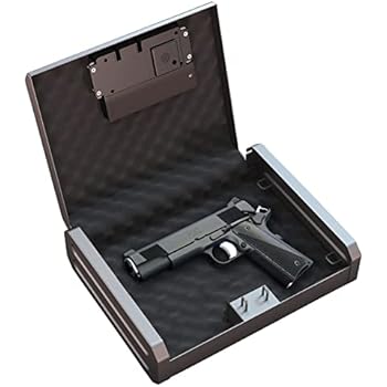 Stash Safe Biometric Gun Safe for Pistols, 40 Sets of Fingerprint Safe Box, 2 Ways Protect Fingerprint Lock and Keys, Quick-Access Box Safety, Durable & Robust Safe Box for Money