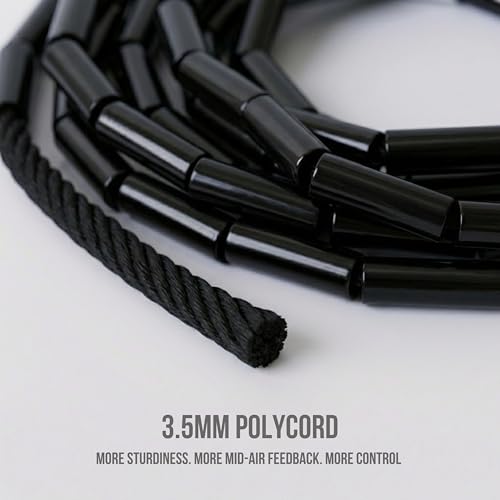 Elevate Rope Elevate Beaded Jump Rope - Professioneel springtouw met een instelbare lengte tot max. 3 m, dikte 3 mm polycord/8 mm inclusief kralen, gewicht 0,1 kg. (Zwart) - Afbeelding 6