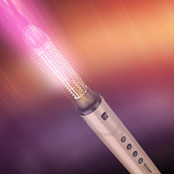 REVAMP Dynamic Radiance Pro Blow Dry Styler 7 in 1 – Motore Brushless, Asciugatura Rapida, Volume, Spazzola Retrattile, Ricci Automatici, 6 Accessori per lo Styling, Beauty Bag