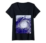 Hurricane Blue White Tropical Storm Ocean Water V-Neck T-Shirt