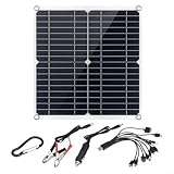 Kit de panel solar, panel solar monocristalino de 50 W con puertos USB duales para carga de batería de 12 V en coches, caravanas, barcos y uso de camping al aire libre