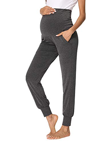 Image of fitglam Women's Maternity Pants Over Belly Lounge Pajamas Clothes Pregnancy Must Haves Joggers with Pockets