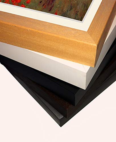 Bild mit Rahmen - Claude Monet Mohnfeld bei Argenteuil 80x60 cm ca. A1 - Gerahmter Kunstdruck inkl. Galerie Passepartout Alte Meister - Rahmen wenge