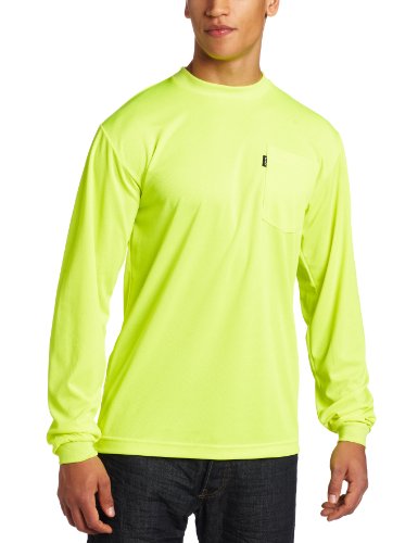 Key Industries Men's Big Long Sleeve Waffle Knit, Enhanced Visibility Pocket T-Shirt, Hi-vis, X-Large/Tall