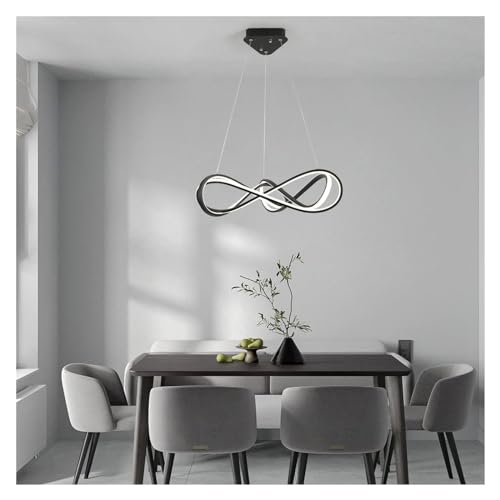 Lustre télécommandé LED à intensité variable suspension courbe noire