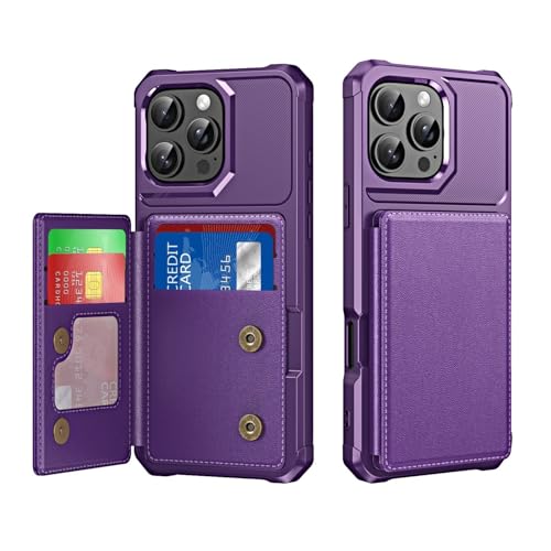 Étui iPhone Xs Max violet en cuir rigide et antichoc avec porte-cartes