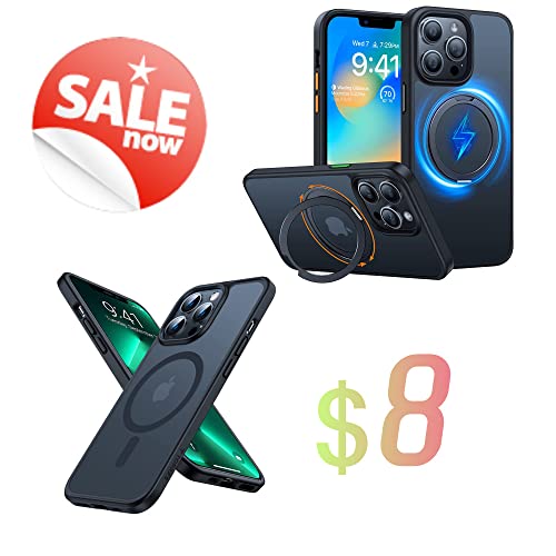 TORRAS 360°Rotatable Ring for iPhone 13 Pro Max Case [Compatible with Magsafe] with Stand, Magnetic Ring Holder Military Grade Shockproof Translucent Back Slim Fit Phone Case UPRO Ostand Pro, Black