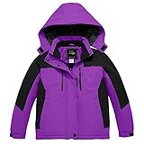 ZSHOW Girls' Outdoor Ski Jacket Warm Winter Hooded Snow Coat(Purple,10/12)