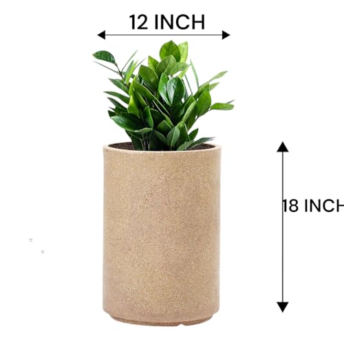 Image of GTB Cylinder German Polymer Pots for Plants Highly Durable Polymers Lightweight Indoor Outdoor Plant Pots, Flower Pot Gamla Tree Planter Container Planters(Plant not Included) (Sandstone, 18 inch)