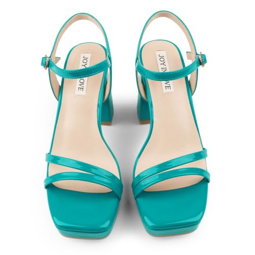 Image of JOY IN LOVE Platform Heels for Women 3.5 Inch Chunky Block Heel Ankle Strap Sandals