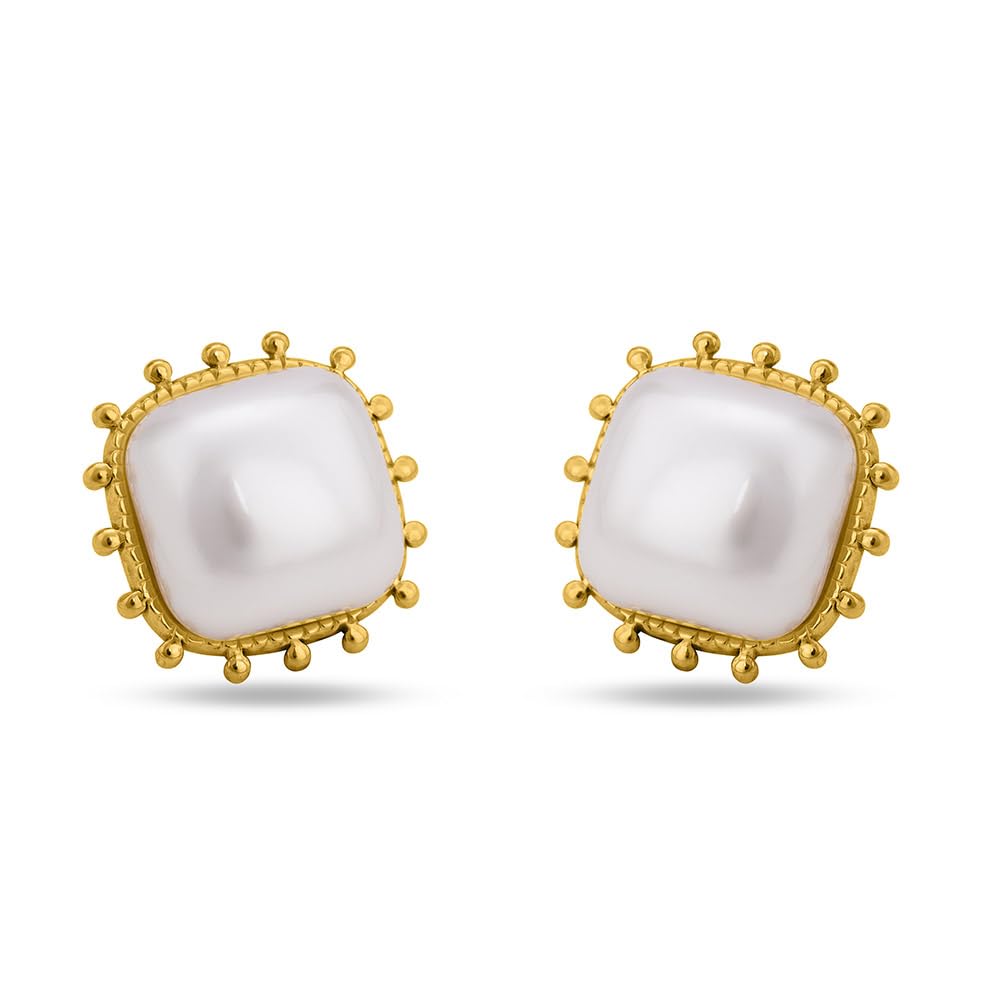 Simple Square White Pearl Stud Earring for Women - Gift for Girls & Women | Waterproof & Anti-Tarnish Earrings-image-21