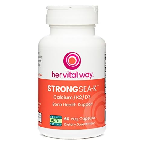 her vital way Strong Sea-K Calcium Supplement - Whole Food Calcium with K2 and D3 - Comprehensive Bone Health Supplement with Trace Minerals - 60 Capsules Cover