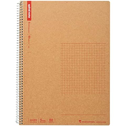 Maruman SPIRAL NOTE BASIC, 7.05 x 9.92 inches (B5) when detached, 5mm grid, 80 Sheets (N246ES) Cover