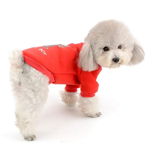 SELMAI Dog Basic Cotton Sweater Fleece Sweatshirt Pullover 2 Legs Casual Warm Autumn Winter Coat Jacket Outfits for Small Pet Puppy Cat Chihuahua Yorkie Apparel Red XL