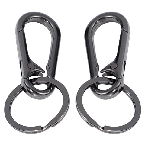 2 Stück Metall Schlüsselanhänger, Karabiner Schlüsselanhänger Schlüsselring Verschluss Abnehmbare Karabinerhaken für Herren Männer und Frauen, Schwarz Cover