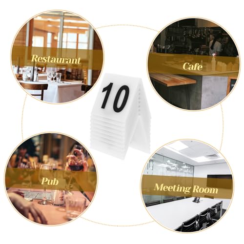 Numéros de table compacts en acrylique lot de 20 chevalets blancs et noirs pour café