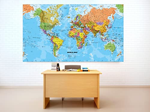 World Map Wall Mural. This Is A Beautiful Fabric Material Similar To Wall Paper. 100% Removable At Any Time (55" X 31.4) #TOP1