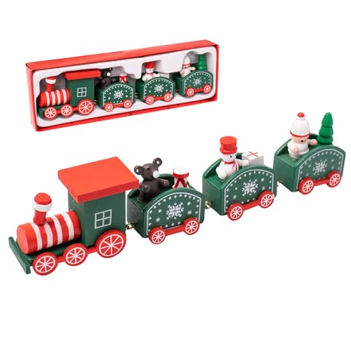 ZYDYRX Tren de Madera Navideño Verde Adornos de Navidad Decoración Navideña de Madera Decoración del árbol de Navidad Tren de Navidad Decoración de Escritorio