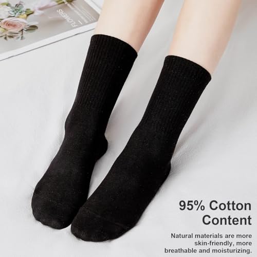 Image of J-BOX Women Cotton Crew Socks - Soft Comfort Dress Socks for Business & Casual, Above Ankle Wear,6 Pairs, size 6-12
