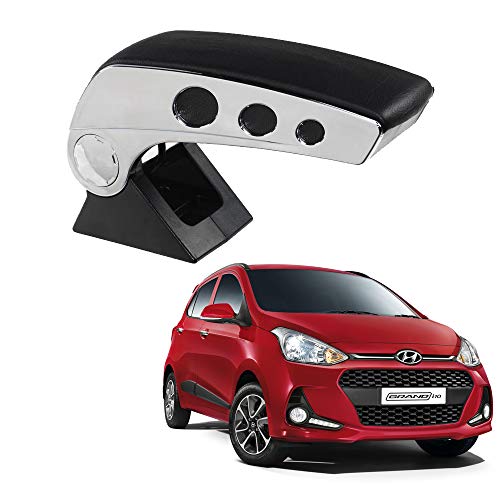 Image of Oshotto Dual Tone Car Armrest Console Black & Chrome Compatible with Hyundai i10 Grand