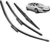 Juego Escobillas Limpiaparabrisas para Renault Megane 3 Hatchback Coupe 2008-2016,Escobilla Kit Alto Rendimiento Fácil Instalación Accesorios Automóviles.